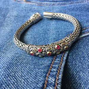 Samuel B. Sterling Silver 18K Garnet Bracelet